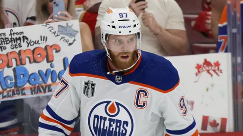 Connor McDavid prior to Game One of the 2024 Stanley Cup Final.