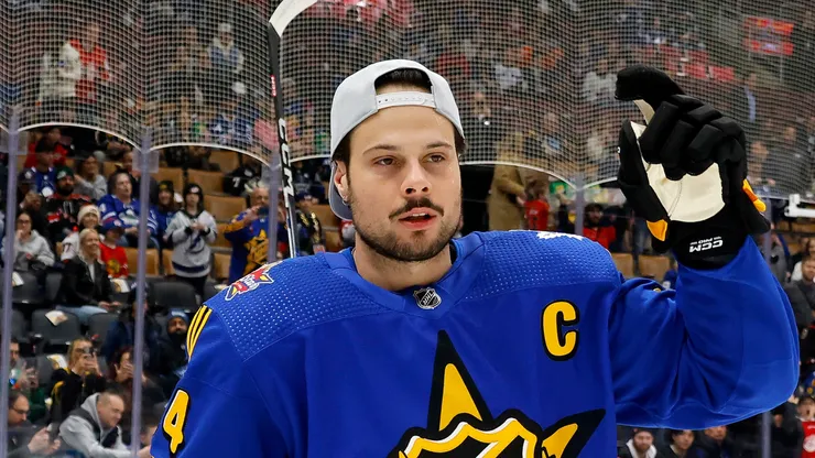 Auston Matthews on February 03, 2024 in Toronto, Ontario.