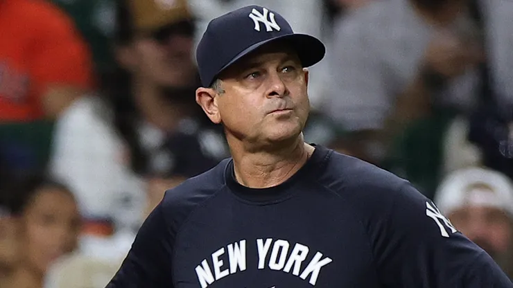Yankees’ Aaron Boone confronts strike zone calls.