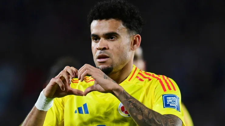 Luis Diaz of Colombia celebrates after scoring the team's first goal.