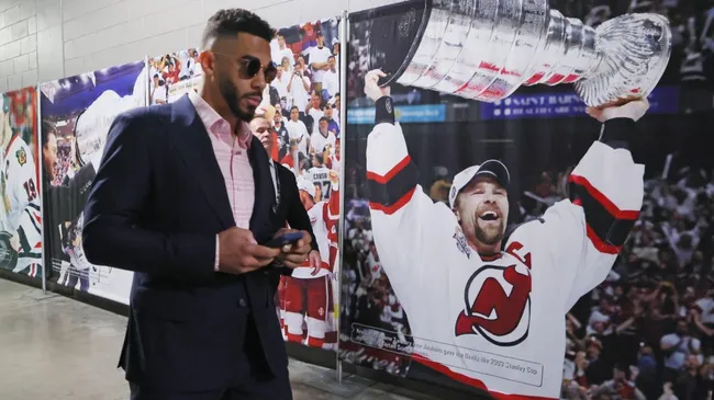 Evander Kane before a crucial Stanley Cup Final game. (Photo by Bruce Bennett/Getty Images)