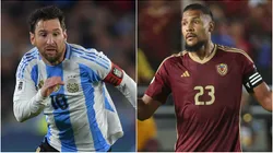 Lionel Messi of Argentina and Salomon Rondon of Venezuela.