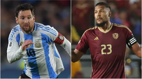Lionel Messi of Argentina and Salomon Rondon of Venezuela.