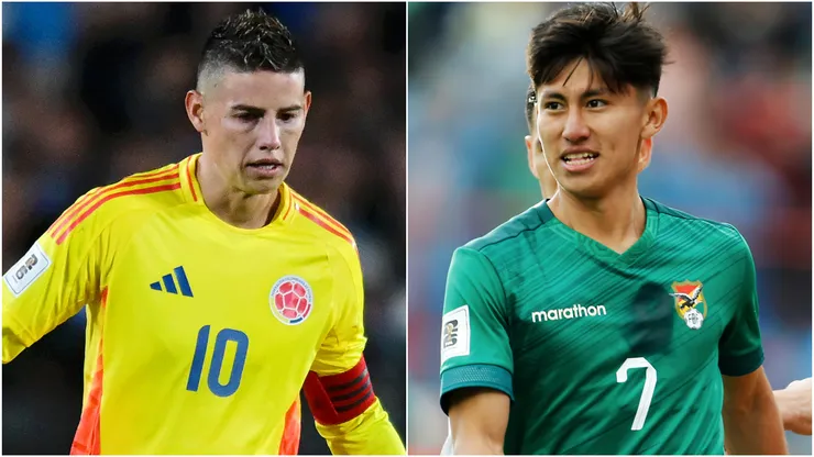 James Rodriguez of Colombia and Miguel Terceros of Bolivia.