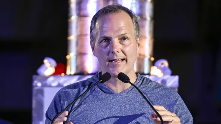 Jon Cooper during the 2020 Stanley Cup Champion rally in Tampa, Florida.