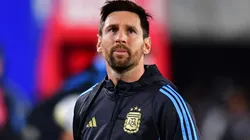Lionel Messi of Argentina in tears in the warm up against Venezuela