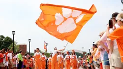 Clemson gets the crowd ready during the Tiger Walk.