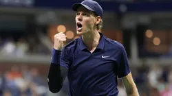 Jannik Sinner of Italy celebrates a point during US Open.