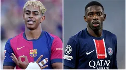Lamine Yamal of Barcelona and Ousmane Dembele of PSG.