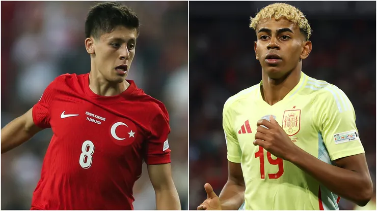 Arda Guler of Turkey and Lamine Yamal of Spain.