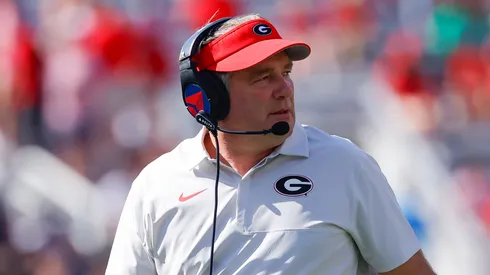 Kirby Smart at Sanford Stadium in Athens, Georgia.