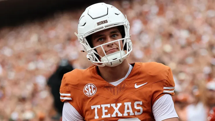 Arch Manning at Darrell K Royal-Texas Memorial Stadium in Austin, Texas.