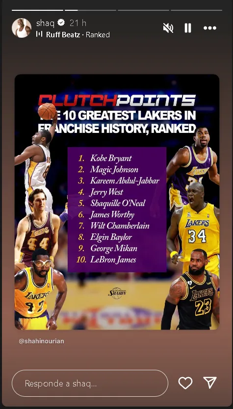 Screenshot of Shaq stories.