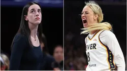 Caitlin Clark left Sophie Cunningham right.