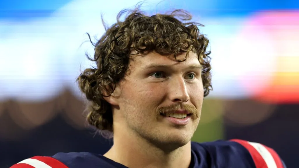 Cole Strange after a Patriots game.