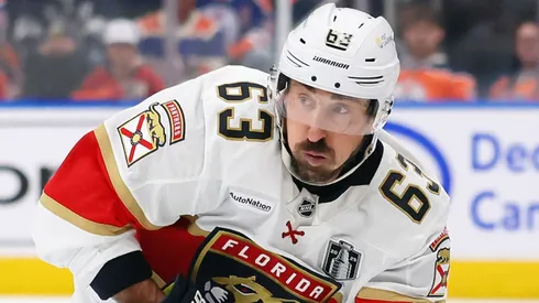 Panthers' Brad Marchand skates with the puck.