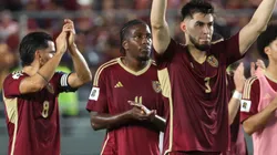 Wilker Angel of Venezuela acknowledges the fans after the team's victory.