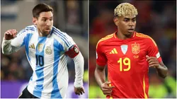 Lionel Messi of Argentina and Lamine Yamal of Spain.