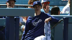Rōki Sasaki #11 of the Los Angeles Dodgers with Blake Snell #7.