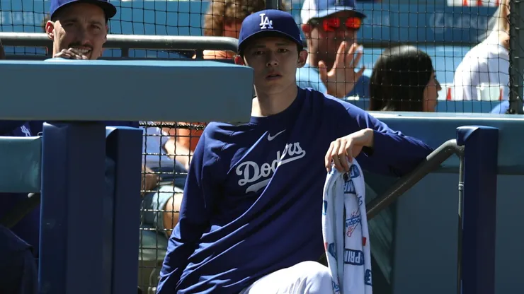 Rōki Sasaki #11 of the Los Angeles Dodgers with Blake Snell #7.