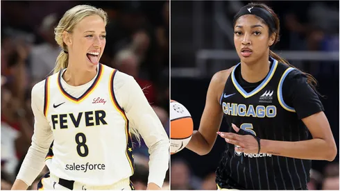 Sophie Cunningham left Angel Reese right.