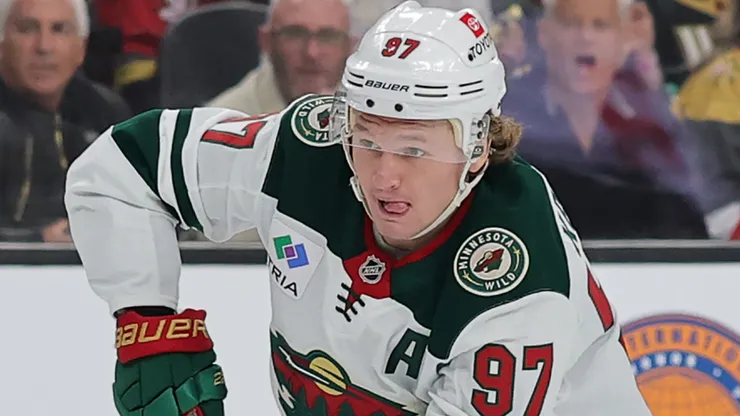 Kirill Kaprizov #97 of the Minnesota Wild skates with the puck.