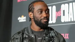 Terence Crawford speaks to the media.