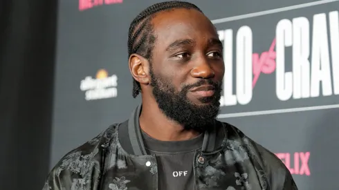 Terence Crawford speaks to the media.