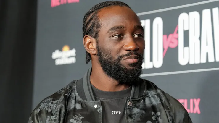 Terence Crawford speaks to the media.