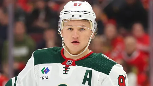 Kirill Kaprizov at the United Center in Chicago, Illinois.