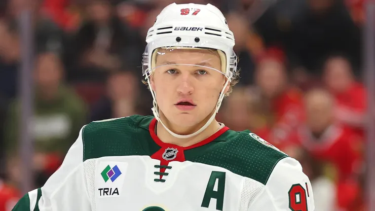 Kirill Kaprizov at the United Center in Chicago, Illinois.