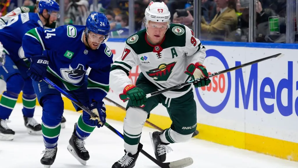 Kirill Kaprizov skating for the Minnesota Wild during the 2024-25 season. (Photo by Derek Cain/Getty Images)