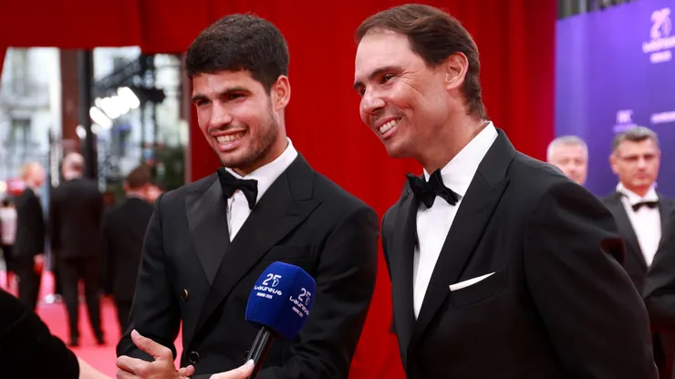 Carlos Alcaraz and Rafa Nadal are seen at the Laureus World Sports.