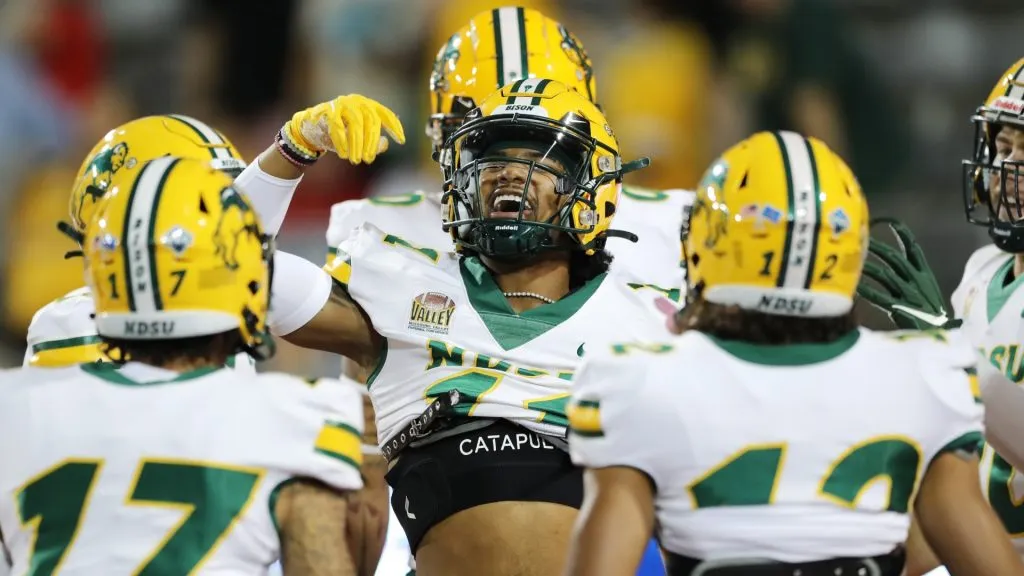 Phoenix Sproles #11 of the North Dakota State Bison amps up his team in 2022. (Source: Rebecca Noble/Getty Images)