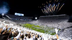 General view of the white out crowd before the game between the Penn State Nittany Lions and the Michigan Wolverines in 2019.