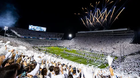 General view of the white out crowd before the game between the Penn State Nittany Lions and the Michigan Wolverines in 2019.