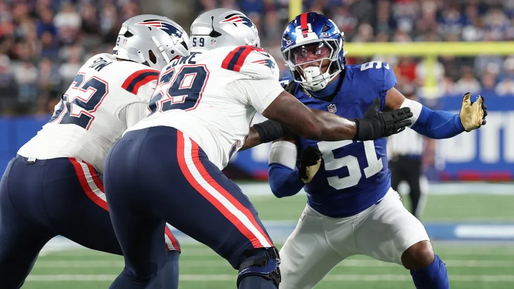 Abdul Carter playing for Giants vs Patriots