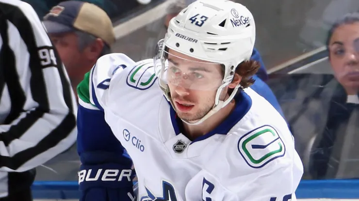 Quinn Hughes during a Canucks game.