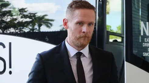 Corey Perry #90 with the Oilers arrives for the game against the Panthers.