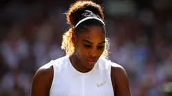 Serena Williams looks upset during the 2019 Wimbledon.