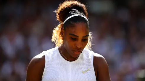 Serena Williams looks upset during the 2019 Wimbledon.