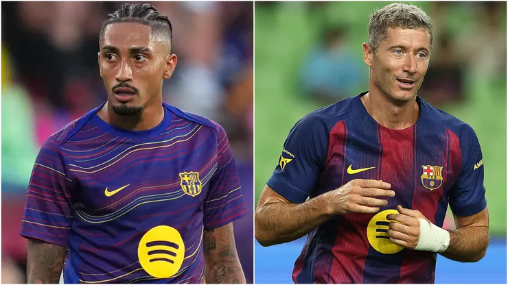 Barcelona stars Raphinha and Robert Lewandowski.