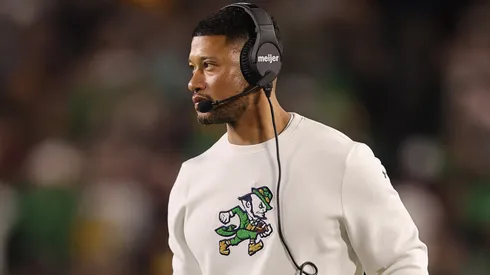 Head coach Marcus Freeman of the Notre Dame Fighting Irish.