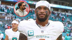 Tua Tagovailoa #1 of the Miami Dolphins and head coach Mike McDaniel.