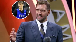 Dallas Mavericks legend Dirk Nowitzki and rookie star Cooper Flagg #32.