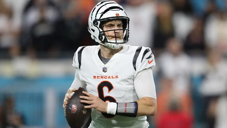 Jake Browning #6 of the Cincinnati Bengals throws a pass in 2023.