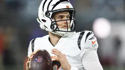 Jake Browning #6 of the Cincinnati Bengals warms up prior to a game in 2023.