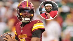 Jayden Daniels #5 of the Washington Commanders and Kyler Murray #1 of the Arizona Cardinals.