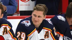 Nathan MacKinnon on February 03, 2023 in Sunrise, Florida.