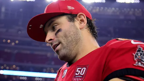 Baker Mayfield #6 of the Tampa Bay Buccaneers celebrates.
